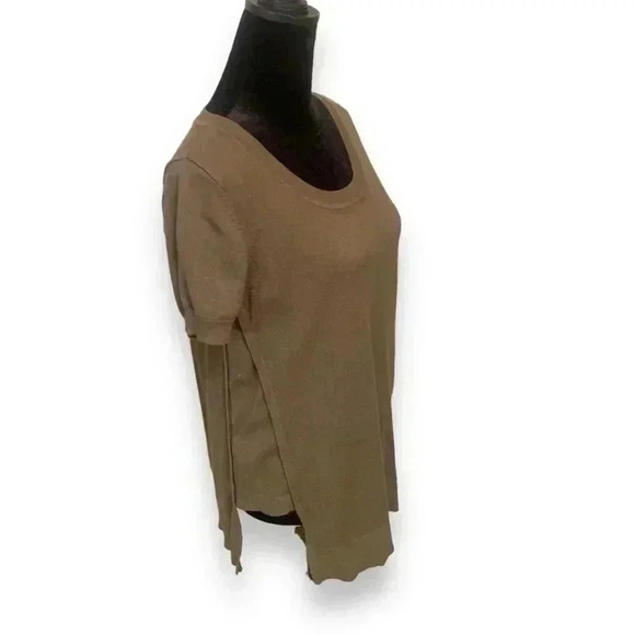 Michael Kors Short-Sleeve Olive Green with Gold Detail Sweater - Picture 6 of 10